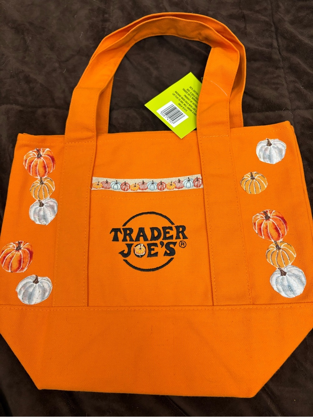 Trader Joe's Orange Pumpkin Canvas Tote